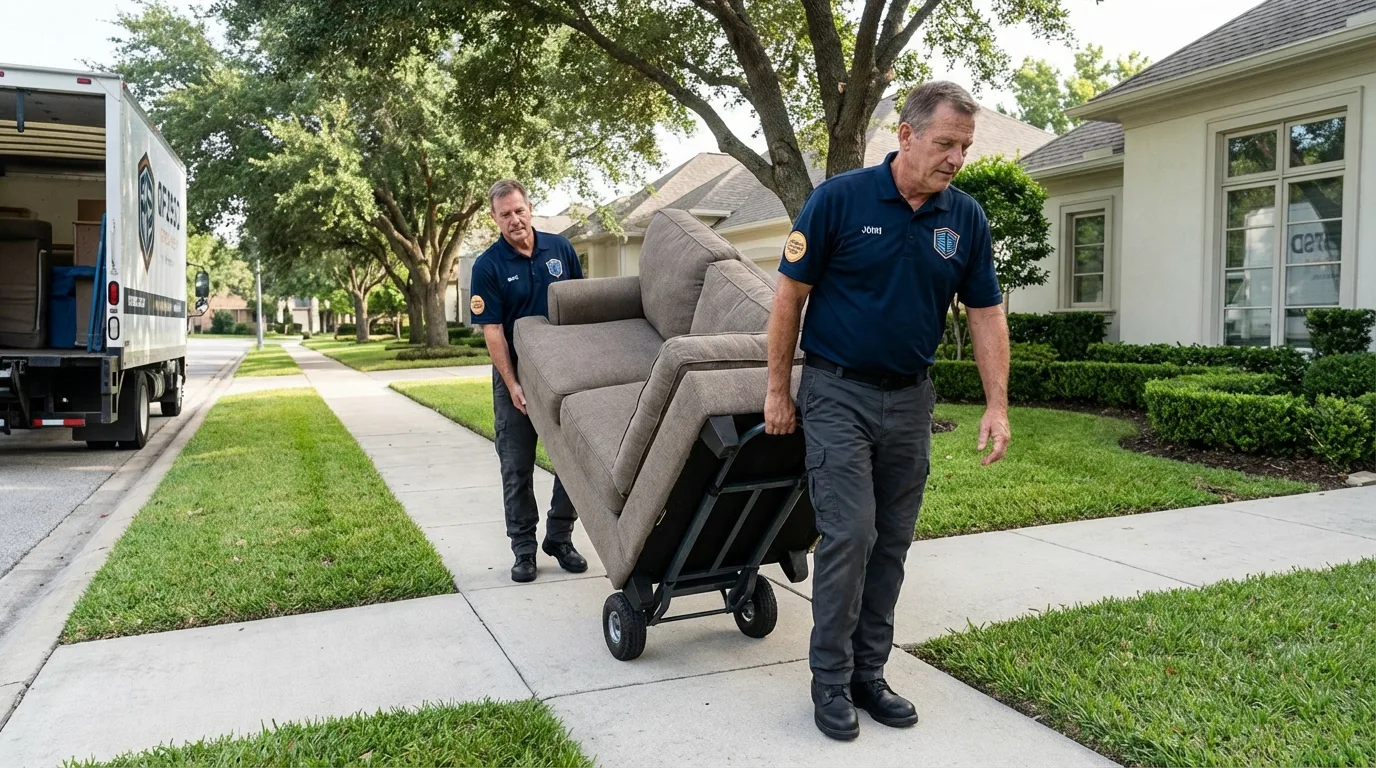 Local residential moving crew loading furniture in Salton City, CA